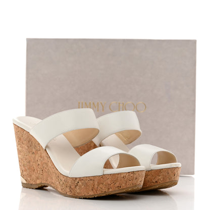 Jimmy Choo Suede Parker Wedge Sandals 38 White 8 of 8