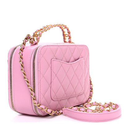Chanel Caviar Quilted Pick Me Up Small Vanity Case Dark Pink 3 of 10