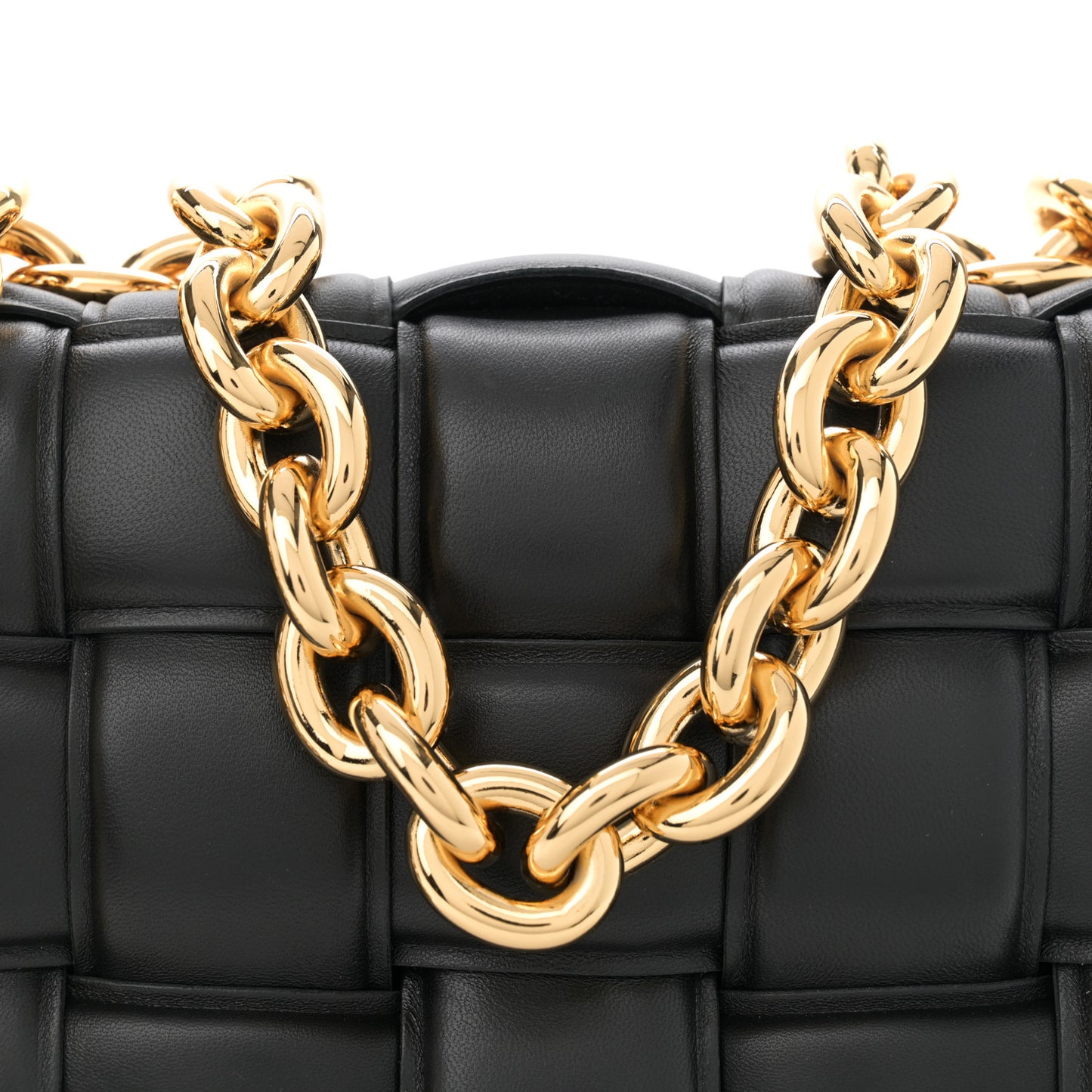 Lambskin Maxi Intreccio Padded Chain Cassette Crossbody Bag Black