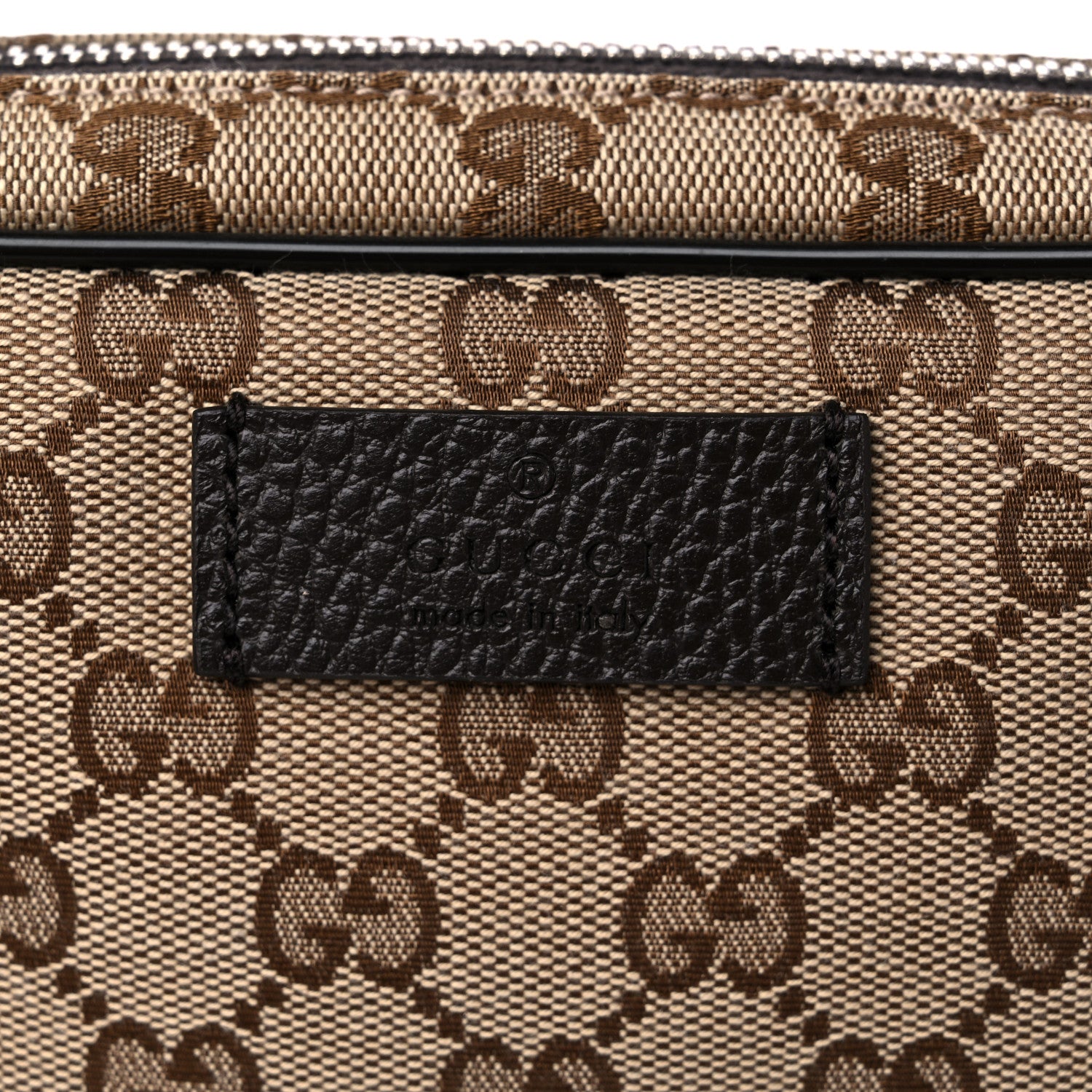 Gucci Monogram Dollar Calfskin Belt Bag Beige Ebony Testa di Moro Marrone Scuro 10 of 10