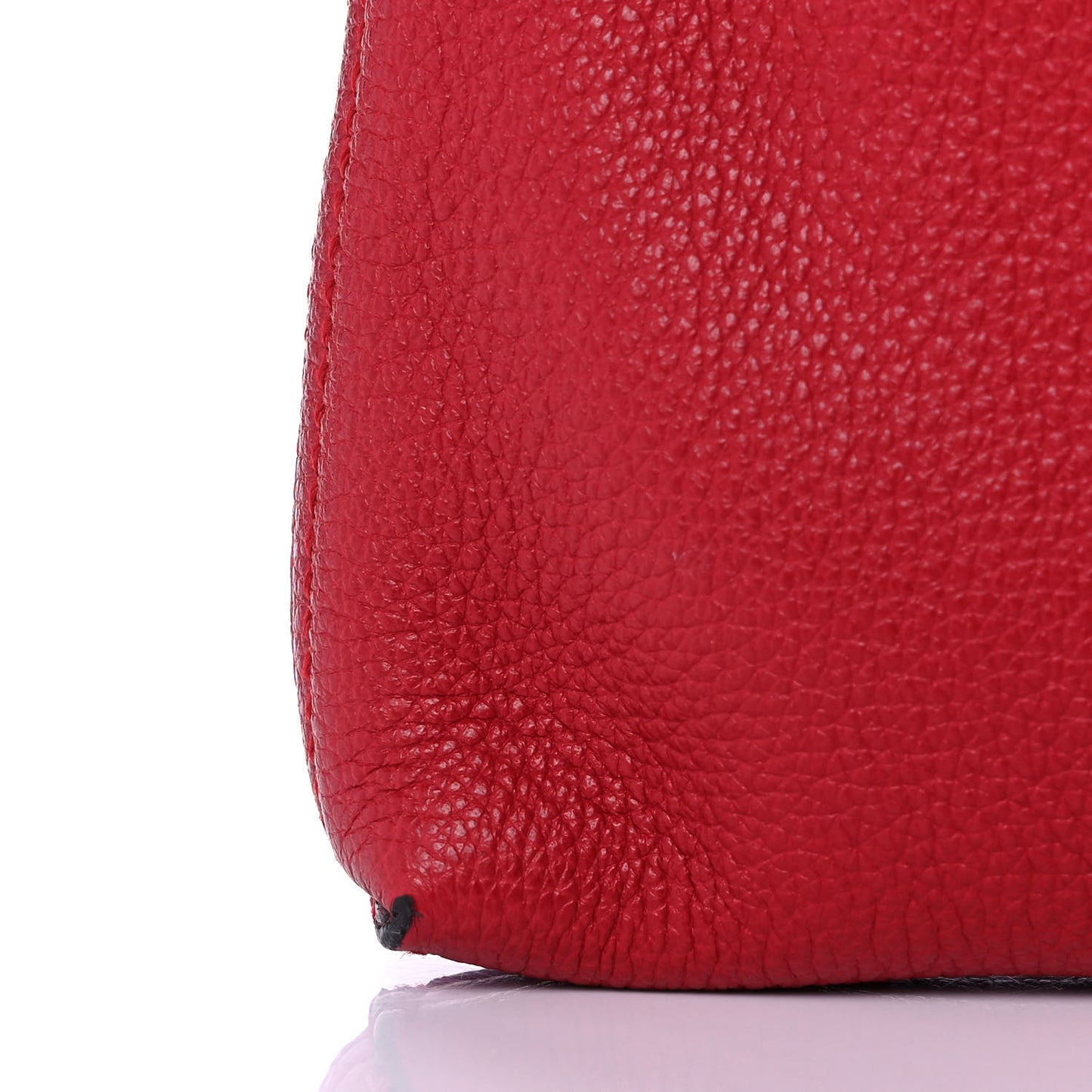 Pebbled Calfskin Medium Logo Portfolio Clutch Hibiscus Red