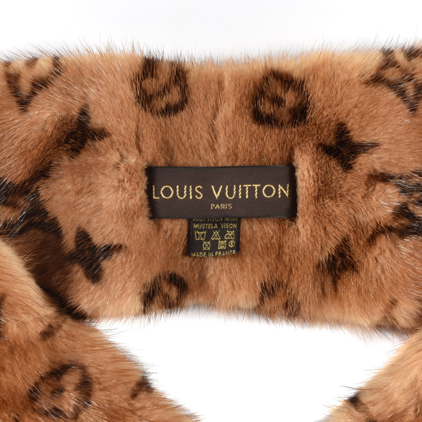 Monogram Mink Fur Scarf Stole Wrap