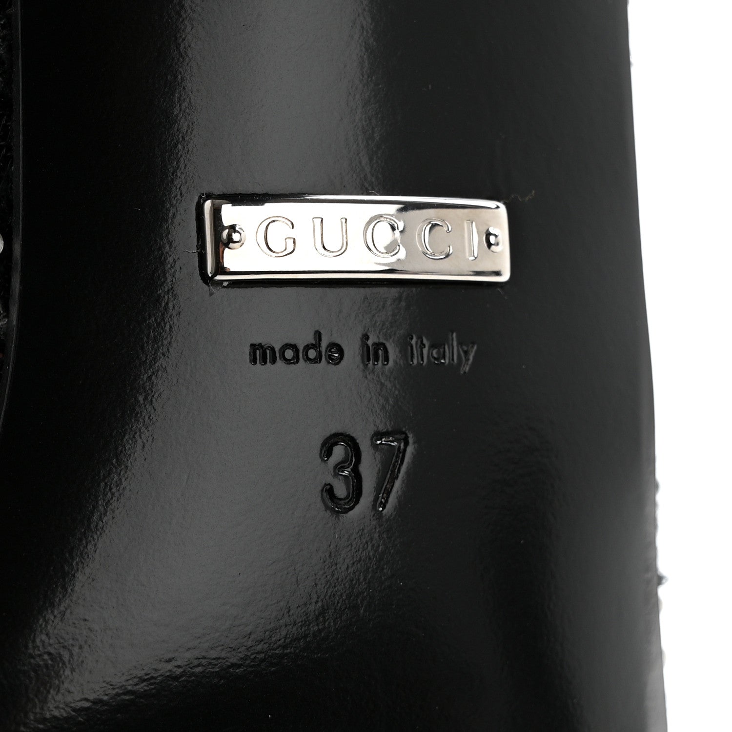 Gucci Tela Retino Kid Scamosciato Crystal GG Monogram Square Demi Boot 37 Black 7 of 8