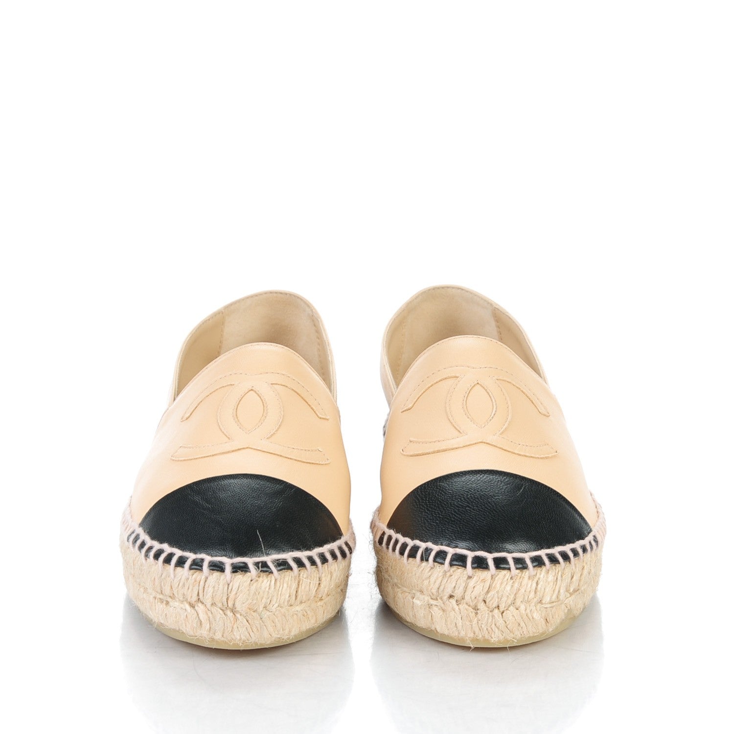 Chanel Lambskin CC Espadrilles 37 Beige Black 2 of 9