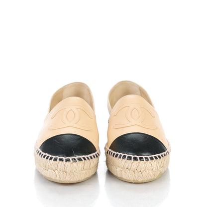Chanel Lambskin CC Espadrilles 37 Beige Black 2 of 9