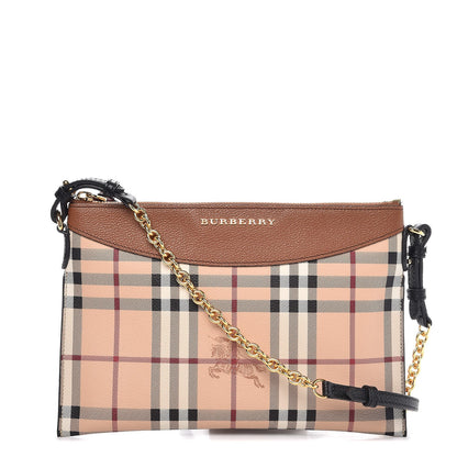 Burberry Haymarket Check Peyton Crossbody Clutch Bag Toffee 1 of 8