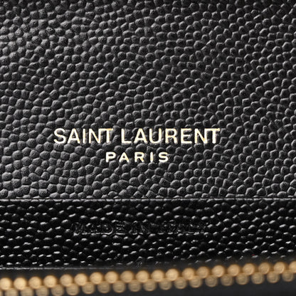 Saint Laurent Grain De Poudre Matelasse Chevron Monogram Chain Wallet Black 8 of 12
