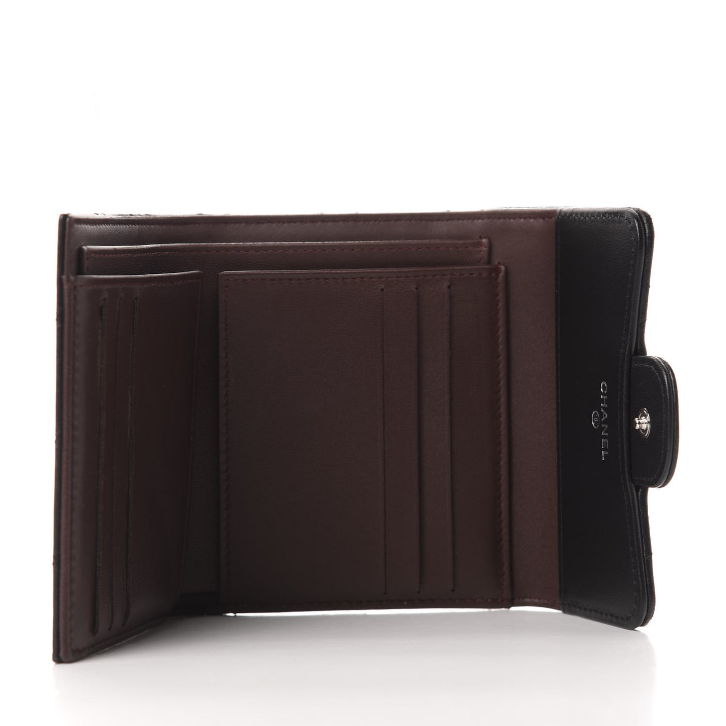 Lambskin Quilted Compact Flap Wallet Black