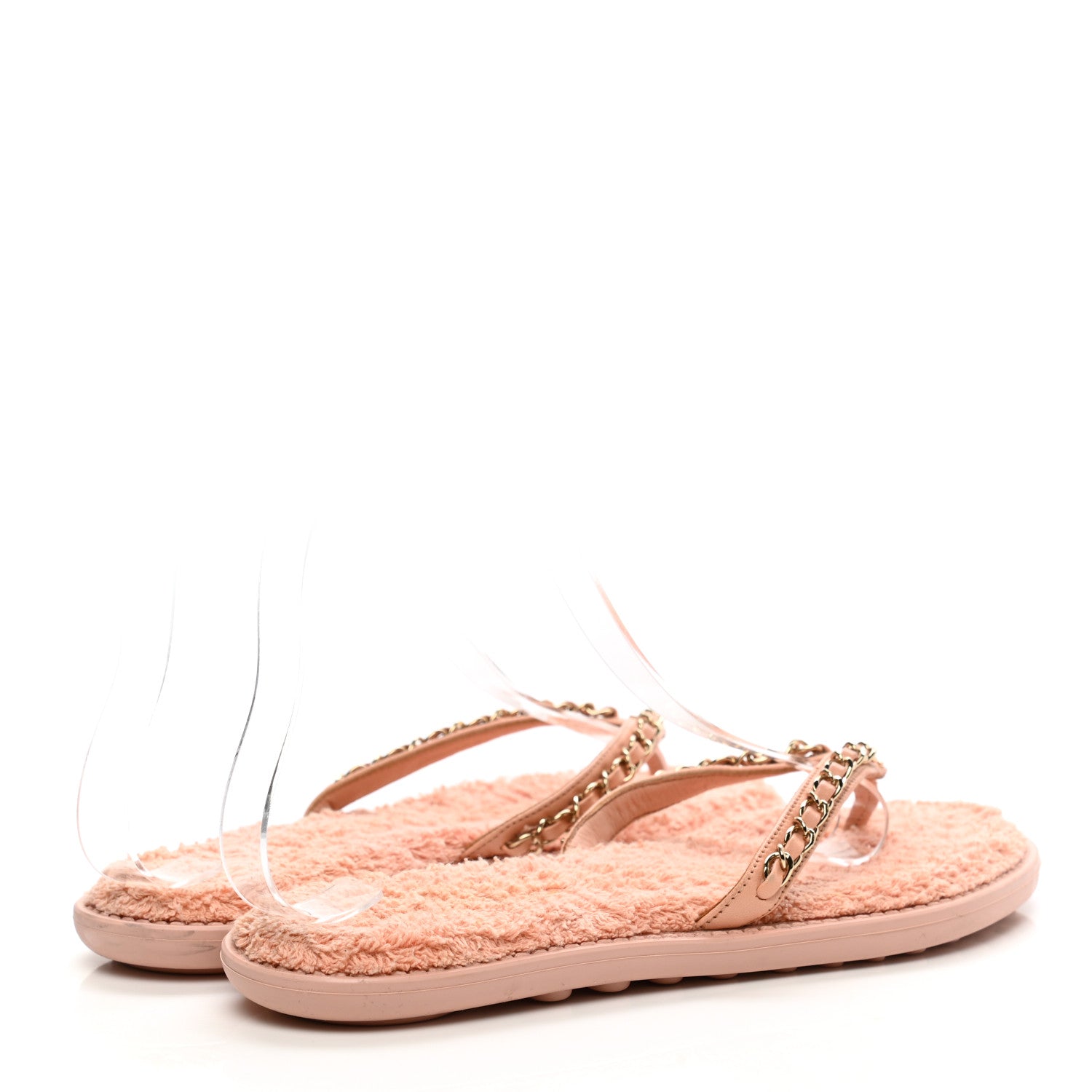 Chanel Calfskin CC Chain Thong Sandals 37 Pink 4 of 10