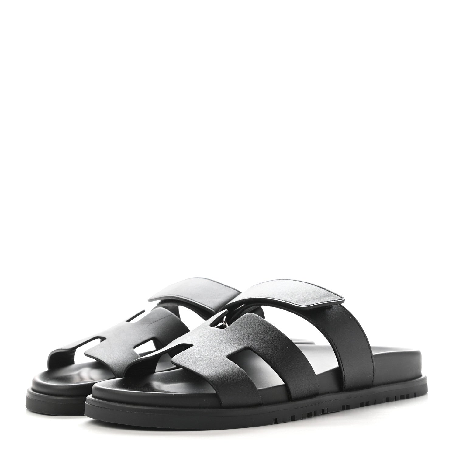 Hermes Calfskin Womens Chypre Sandals 37 Black 3 of 11