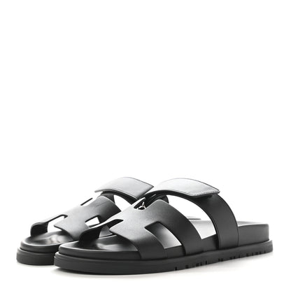 Hermes Calfskin Womens Chypre Sandals 37 Black 3 of 11