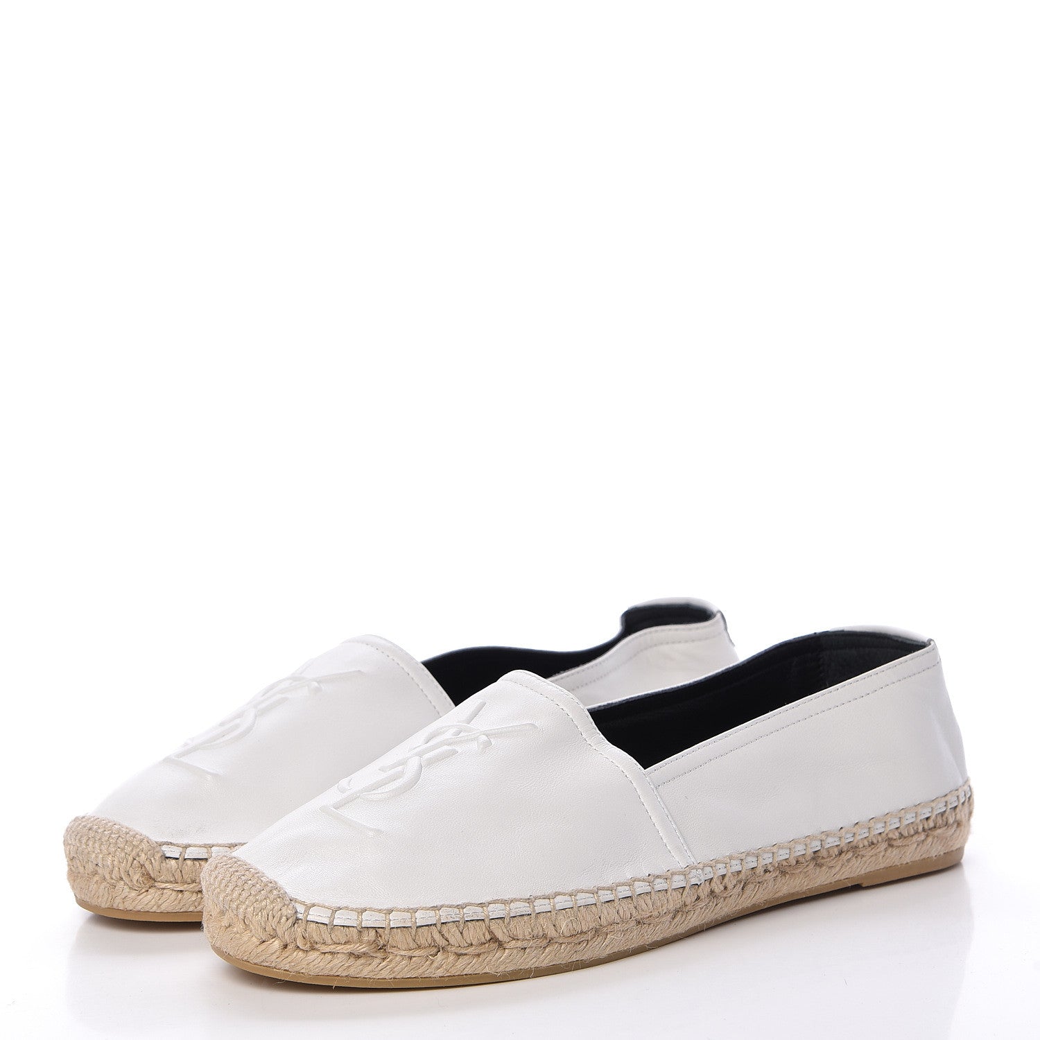 Saint Laurent Lambskin Monogram Espadrilles 39.5 White 3 of 10