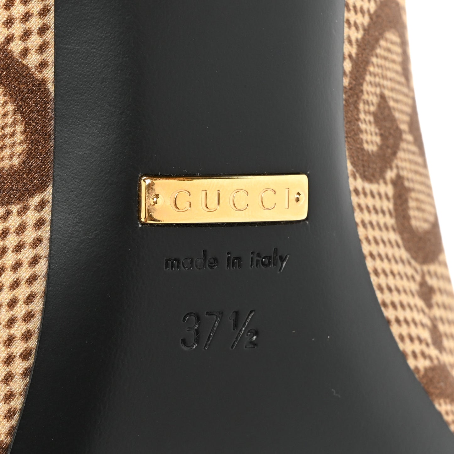 X GUCCI Jersey Maxi GG Monogram Crepe Knife Booties 37.5 Camel Ebony