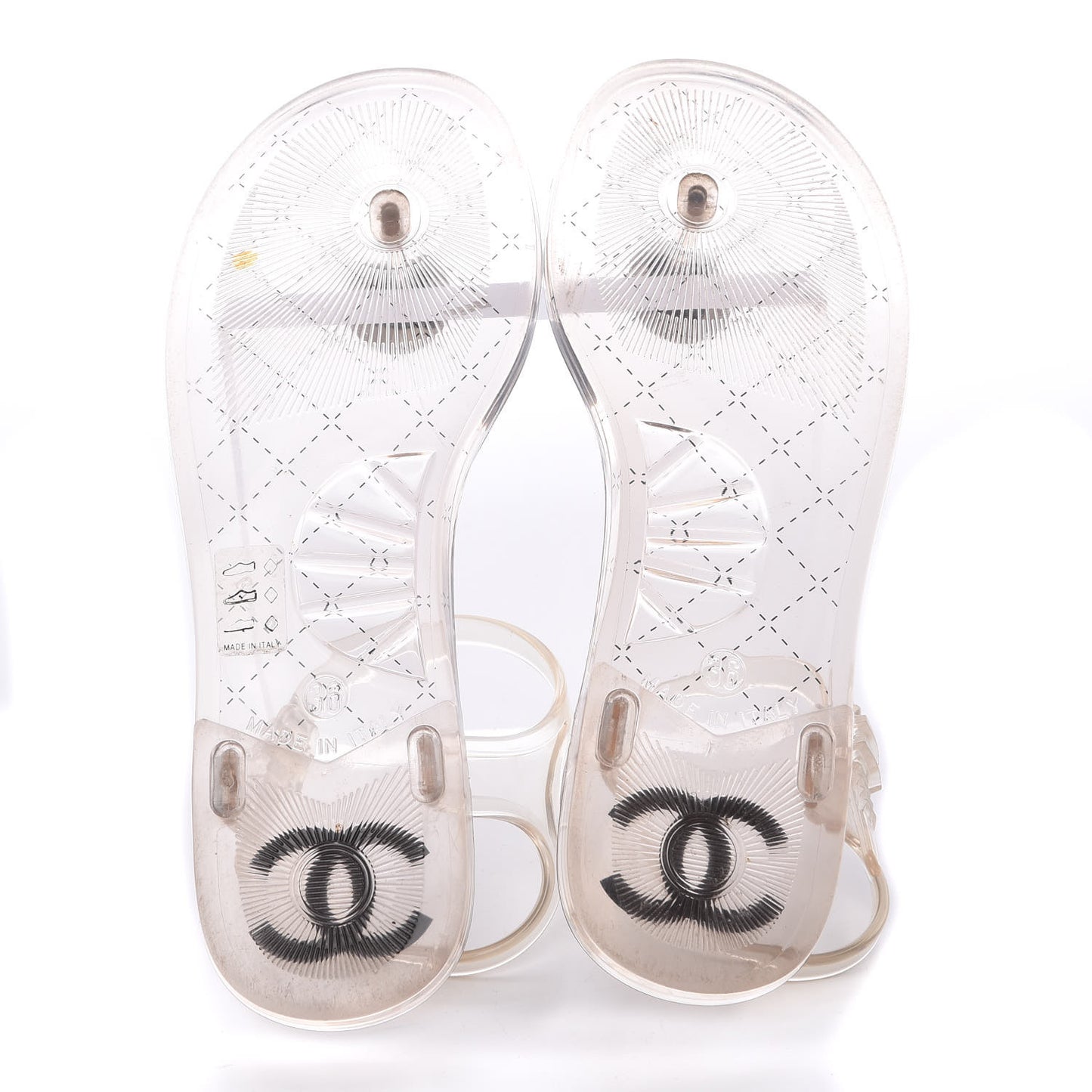 Jelly Crystal CC Thong Sandals 36 Clear
