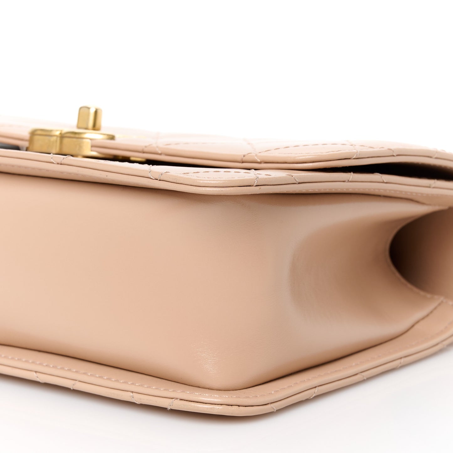 Calfskin Quilted Perfect Fit Flap Beige