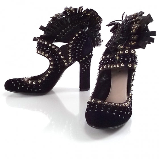 Prada Velvet Studded Mohawk Pumps 1 of 7