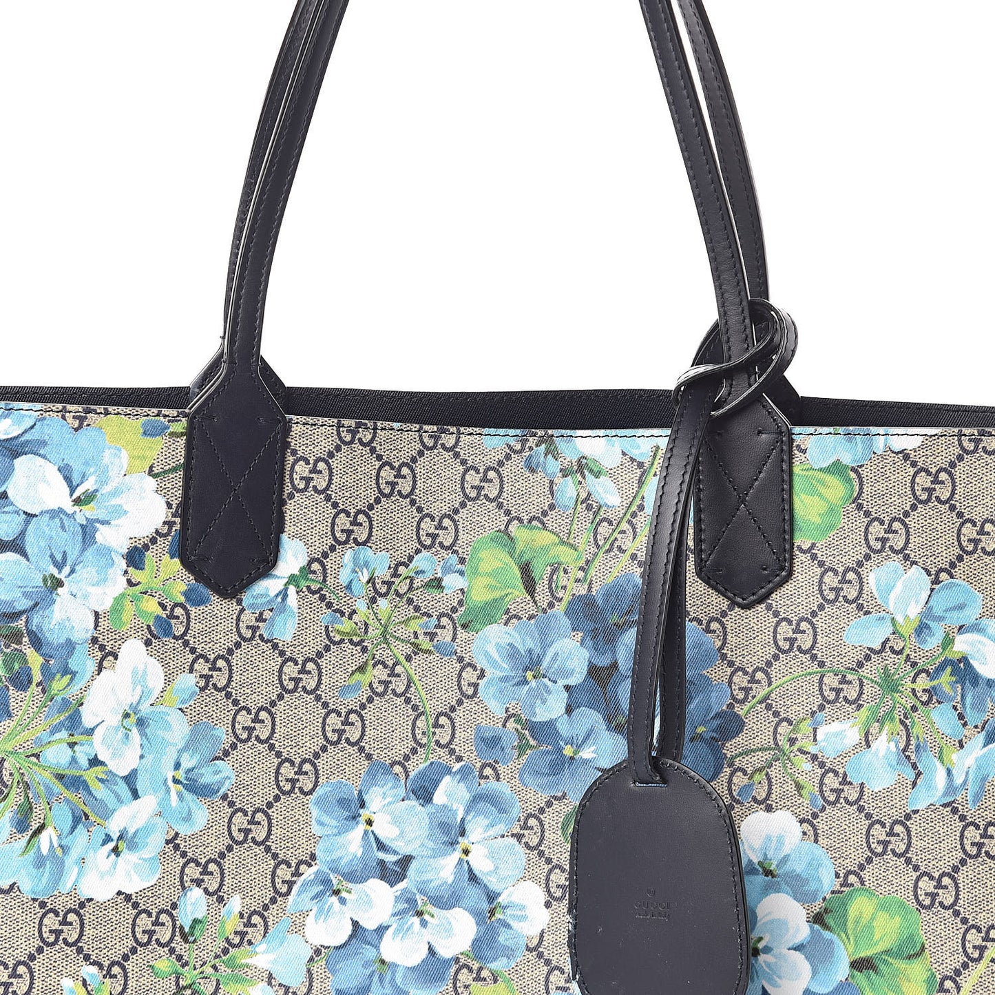 GG Supreme Monogram Blooms Medium Reversible Tote Beige Blue Navy