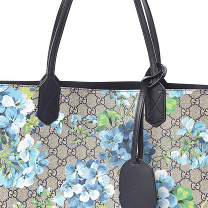 Gucci GG Supreme Monogram Blooms Medium Reversible Tote Beige Blue Navy 12 of 16