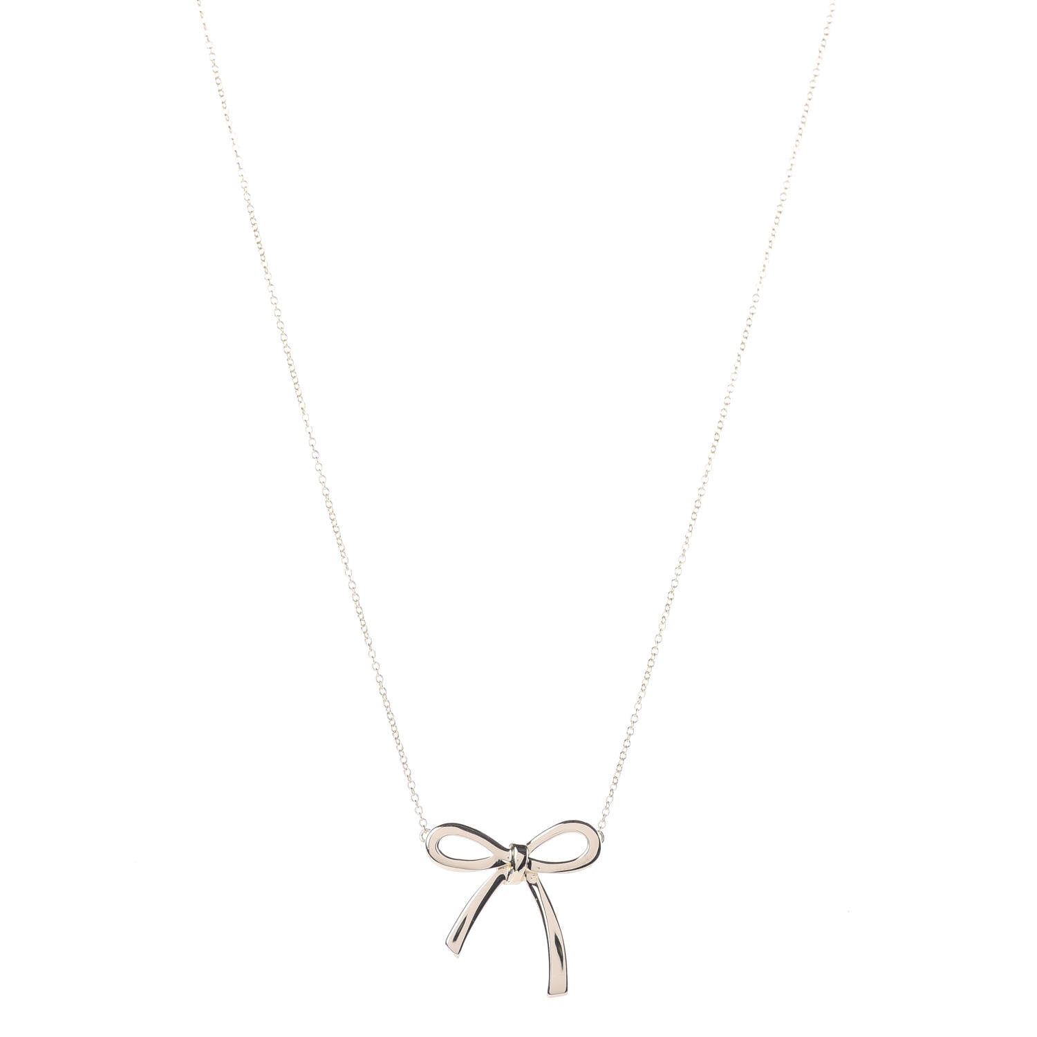 Tiffany 18K Yellow Gold Medium Bow Pendant Necklace 1 of 4
