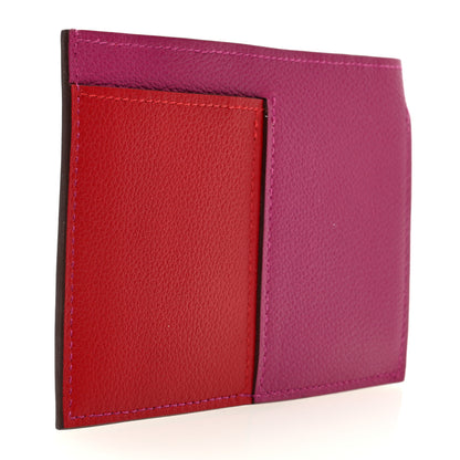Hermes Evercolor Evergrain Necto Card Holder Rose Pourpe Rouge Piment Rouge De Coeur 3 of 7