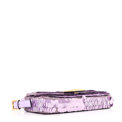 Fendi Satin Sequin Paillettes Shiny Nappa Baguette 1997 Lilla 4 of 11