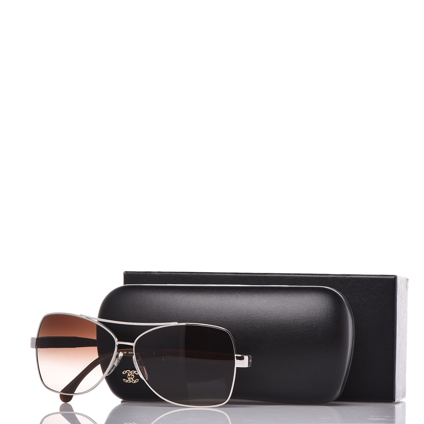 Lambskin Quilted CC Pilot Sunglasses 4196-Q Silver Taupe