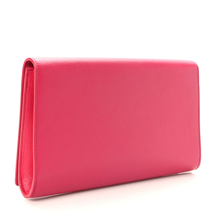 Saint Laurent Calfskin Monogram Large Belle De Jour Clutch Lipstick Fuchsia 3 of 6