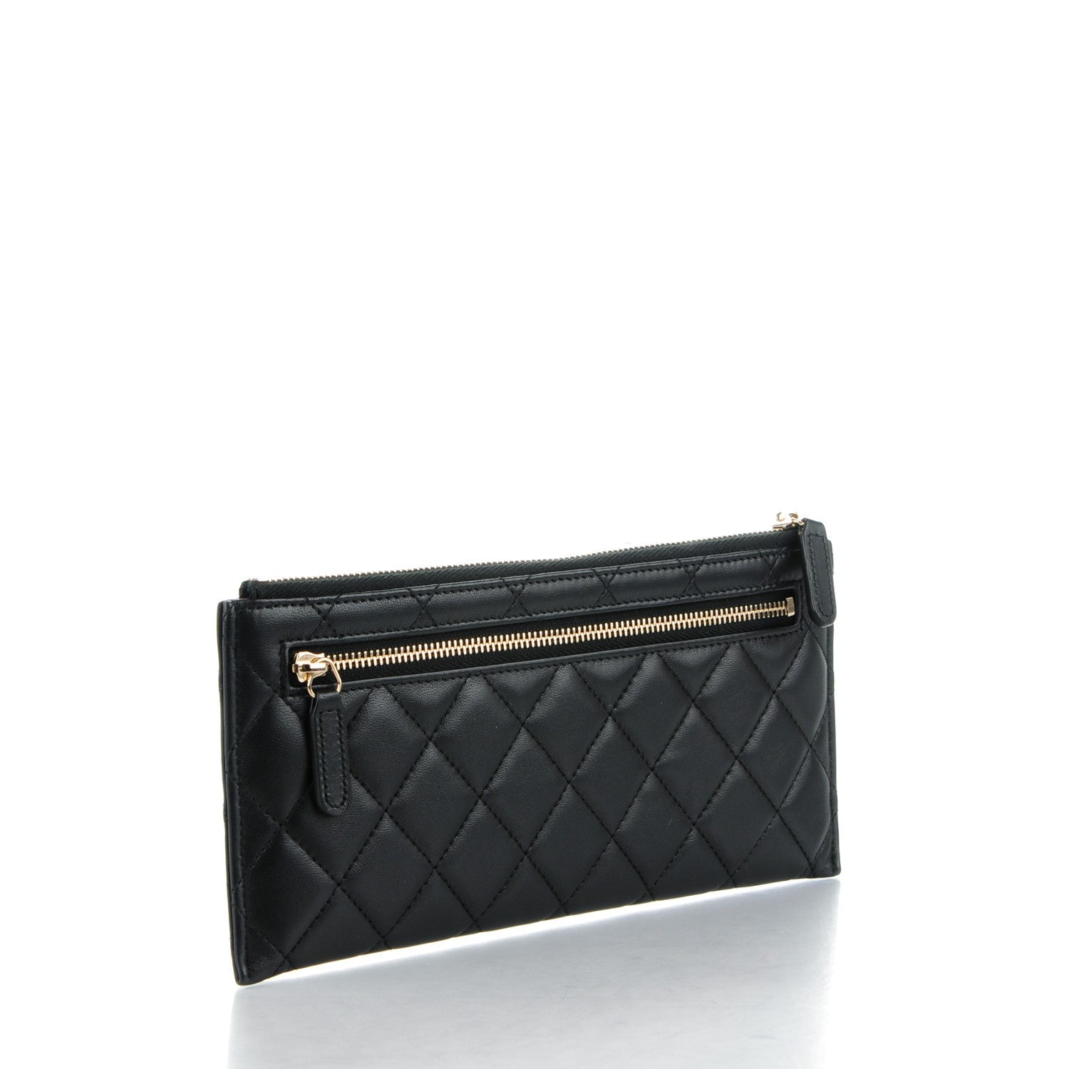 Chanel Lambskin Quilted Zip Pouch Black 3 of 8