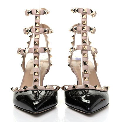 Valentino Garavani Patent Nappa Rockstud Ankle Strap 65mm Pumps 36 Black Poudre 2 of 13
