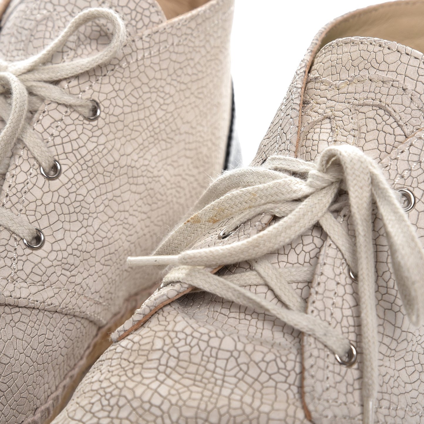 Crackled Calfskin High Top Espadrilles 40 Light Beige Black