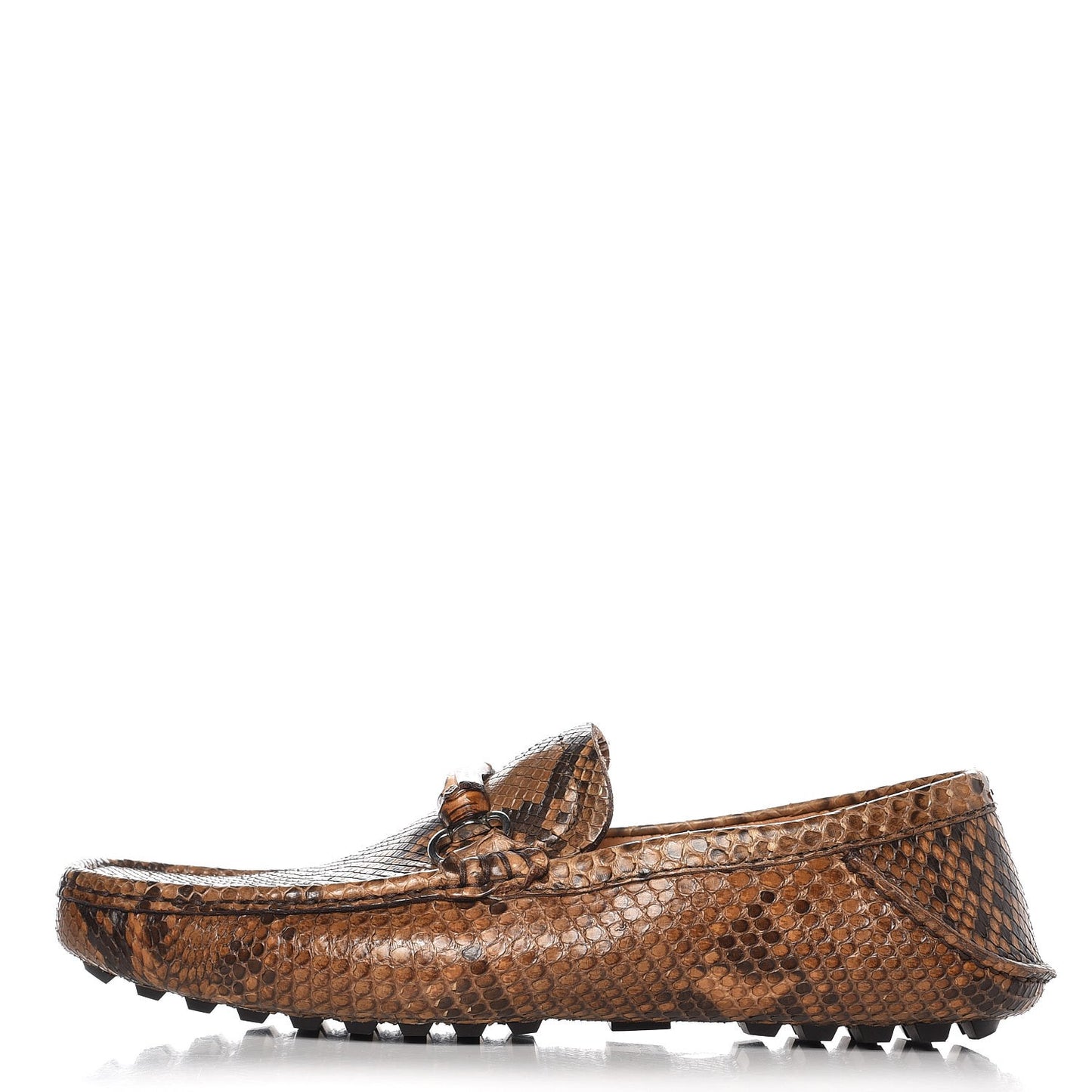 Mens Python Bamboo Horsebit Moccasin 7.5 Natural