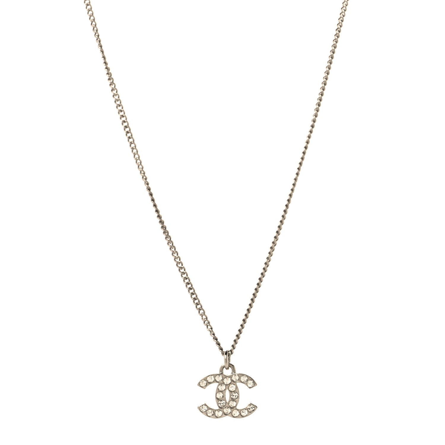 Chanel Crystal Timeless CC Necklace Silver 1 of 4