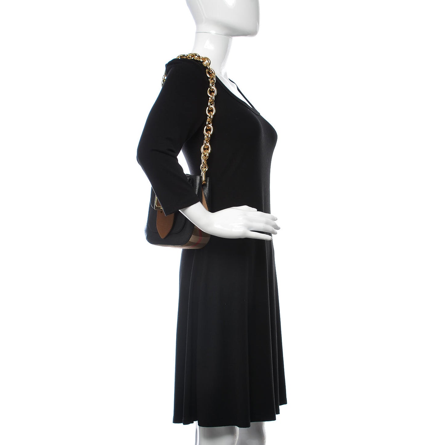 Derby Calfskin Small Square Buckle Belt Bag Black Tan