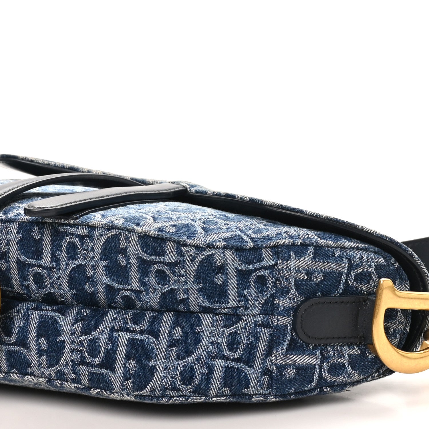 Christian Dior Denim Oblique Jacquard Saddle Bag With Strap Blue