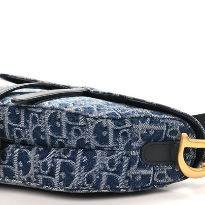 Christian Dior Denim Oblique Jacquard Saddle Bag With Strap Blue 10 of 12