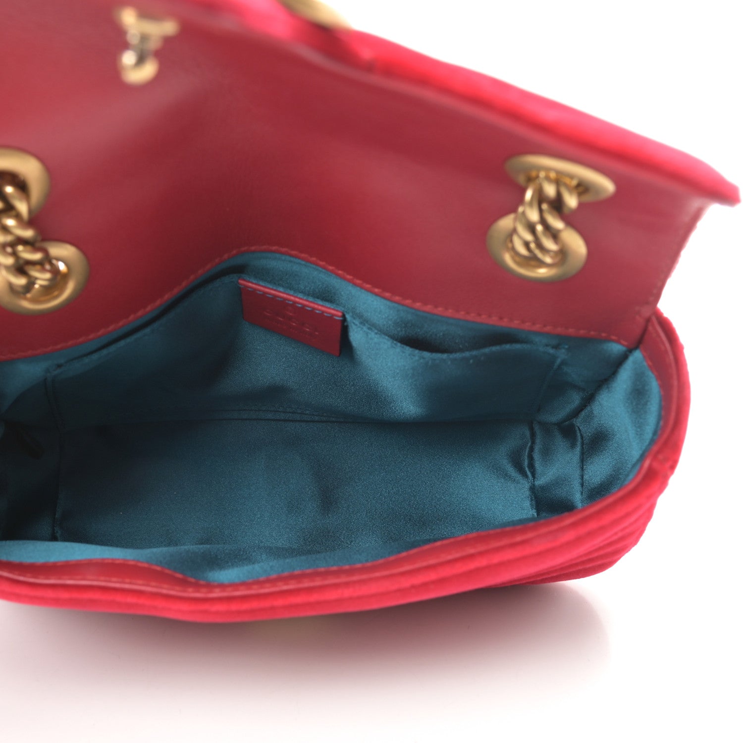 Gucci Velvet Matelasse Mini GG Marmont Shoulder Bag Hibiscus Red 5 of 13