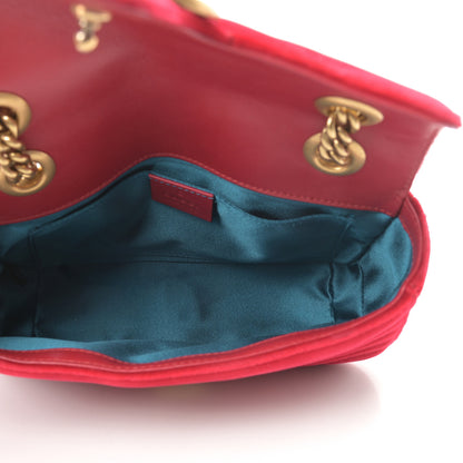 Gucci Velvet Matelasse Mini GG Marmont Shoulder Bag Hibiscus Red 5 of 13