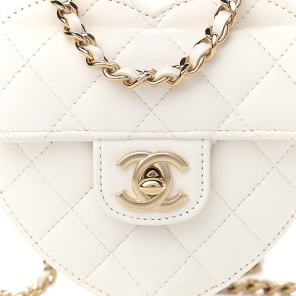 Chanel Lambskin Quilted CC In Love Heart Clutch With Chain White 8 of 11