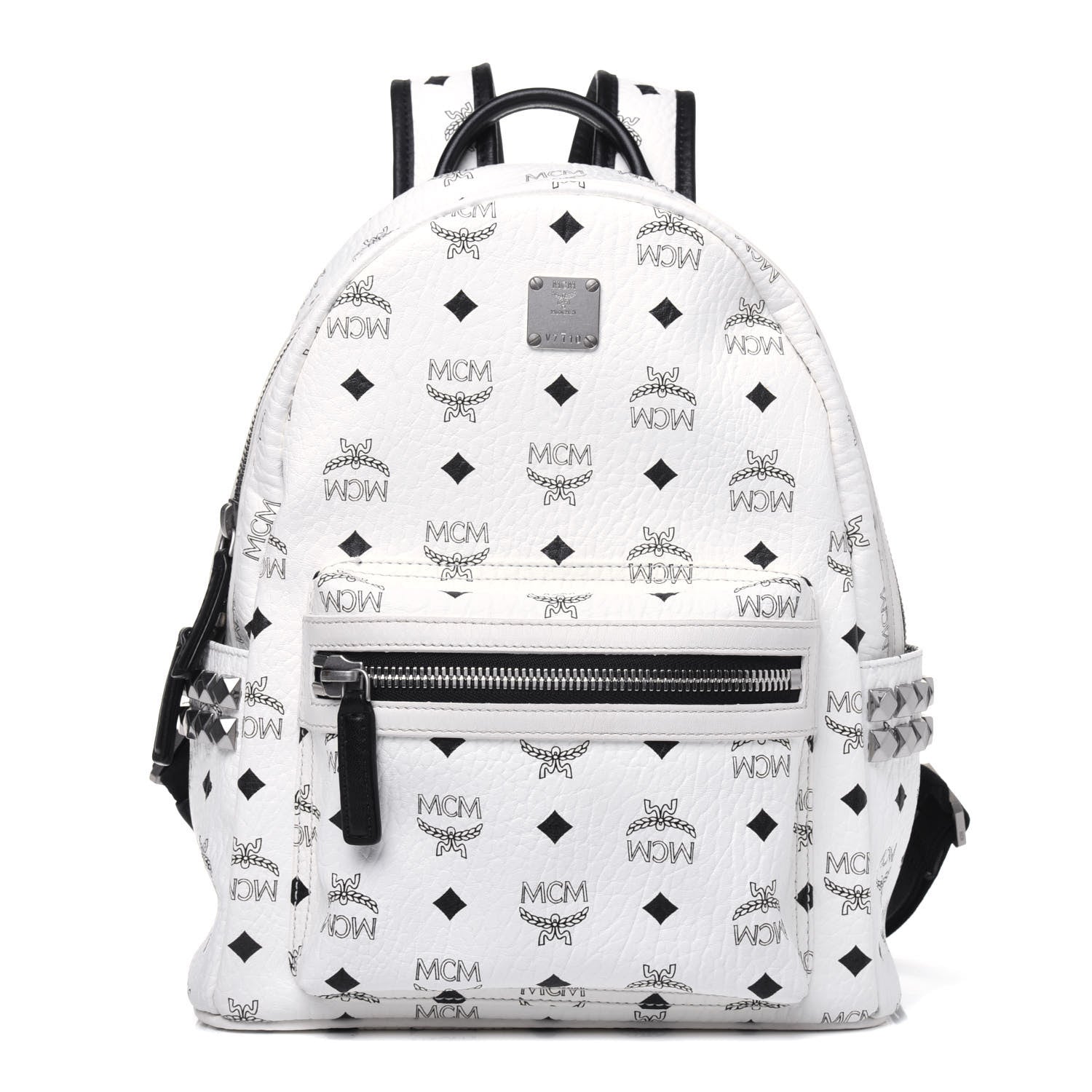 MCM Visetos Small Side Stud Stark Backpack White 1 of 19