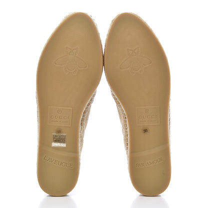 Gucci Straw Elaphe Matelasse GG Marmont Espadrilles 38 Natural Cream Brown 5 of 12