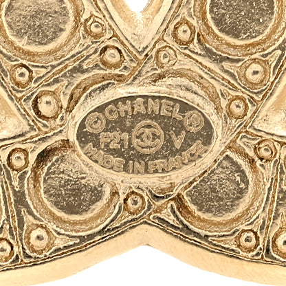 Chanel Metal Crystal Graduated Pearl CC Brooch Gold 3 of 3