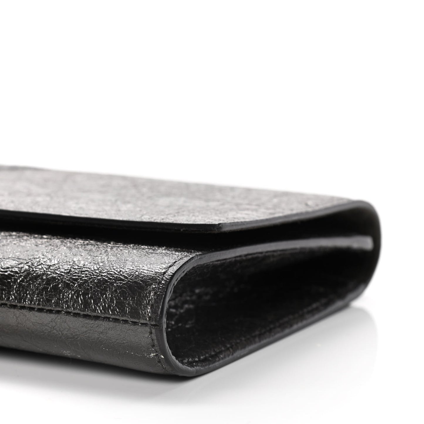 Metallic Textured Calfskin Large Belle De Jour Clutch Dark Silver