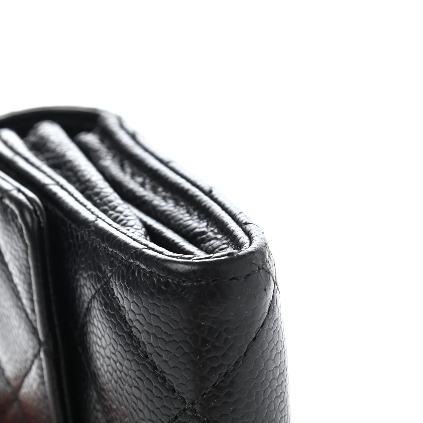 Caviar Quilted Large Gusset Flap Wallet Black