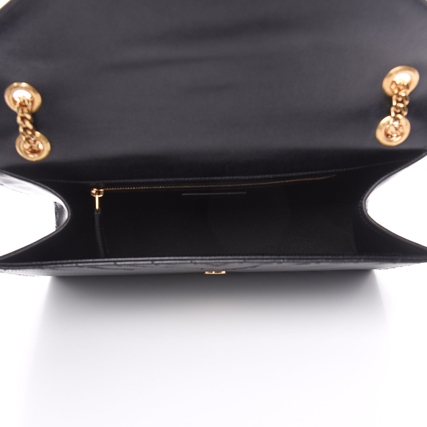 Grain De Poudre Matelasse Chevron Large Monogram Satchel Black