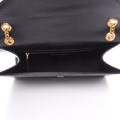 Saint Laurent Grain De Poudre Matelasse Chevron Large Monogram Satchel Black 5 of 11