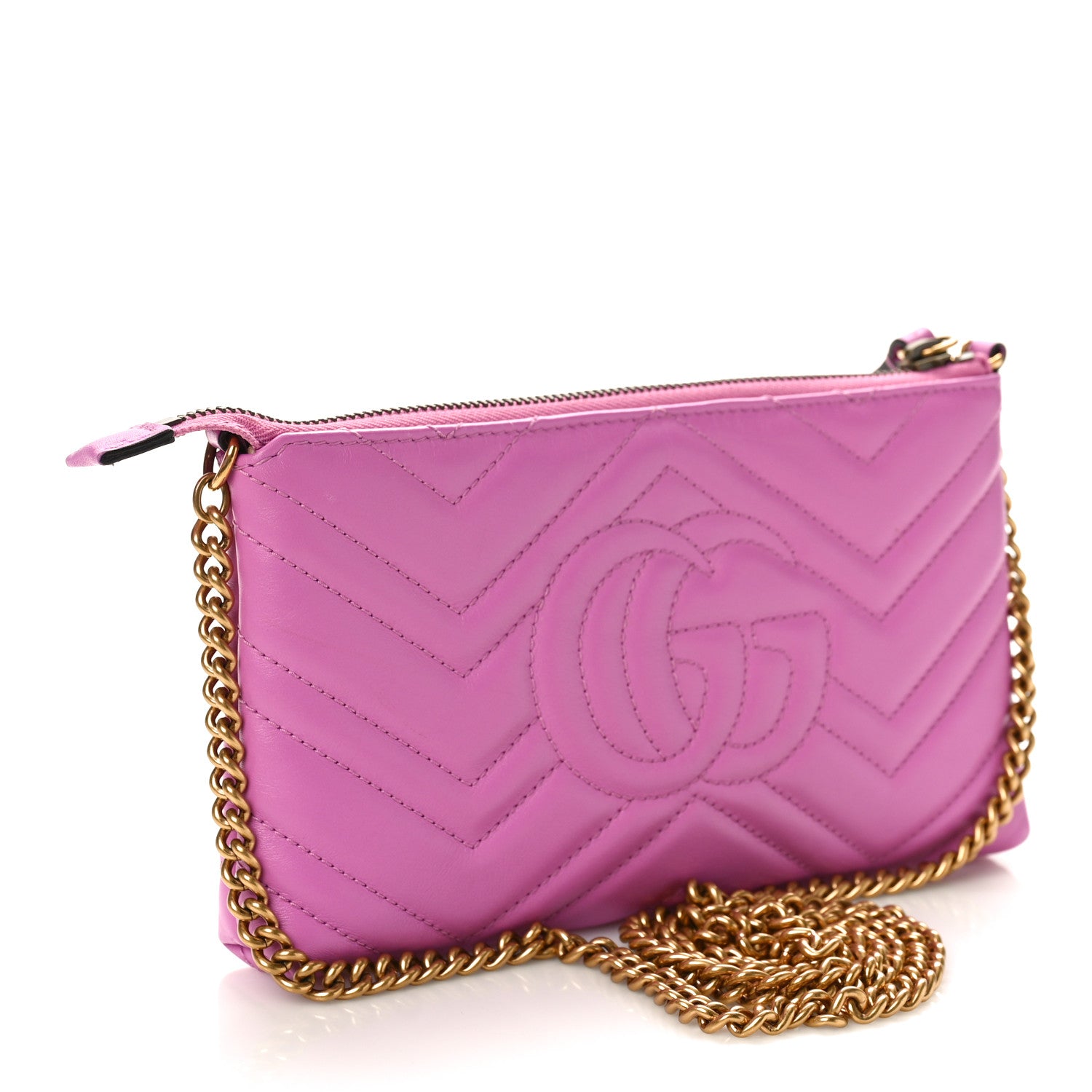 Gucci Calfskin Matelasse Mini GG Marmont Chain Bag Candy Mousse 2 of 8