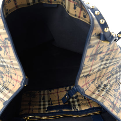 Burberry Haymarket Check Studded Large Splash Canterbury Tote Blue 5 of 12