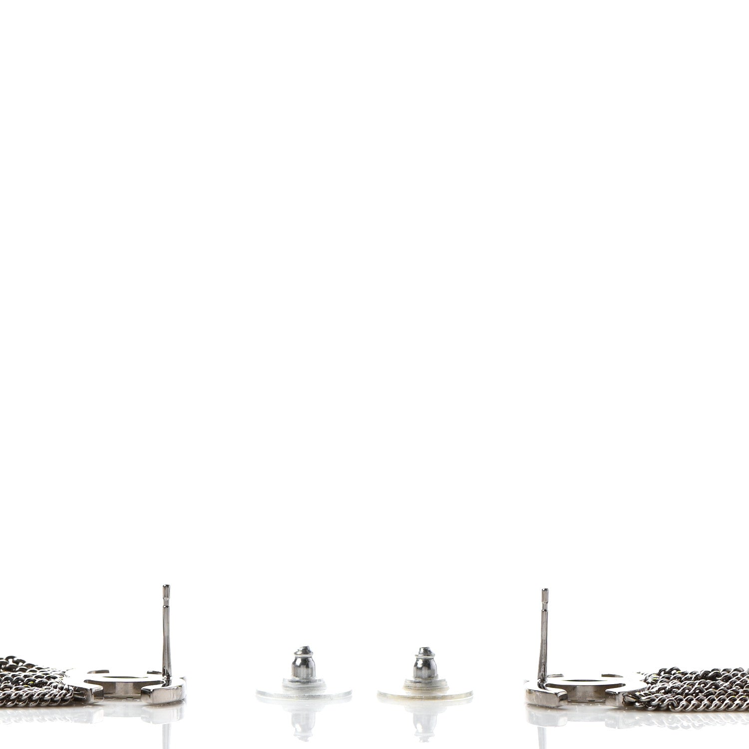 Chanel Baguette Crystal CC Chain Drop Earrings Silver 3 of 4