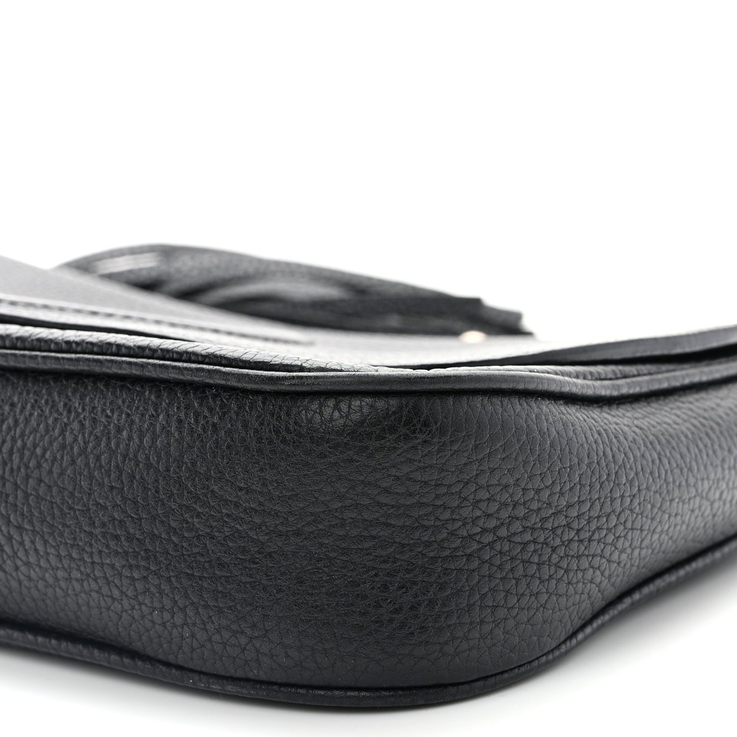 Pebbled Calfskin Medium Soho Flap Crossbody Black