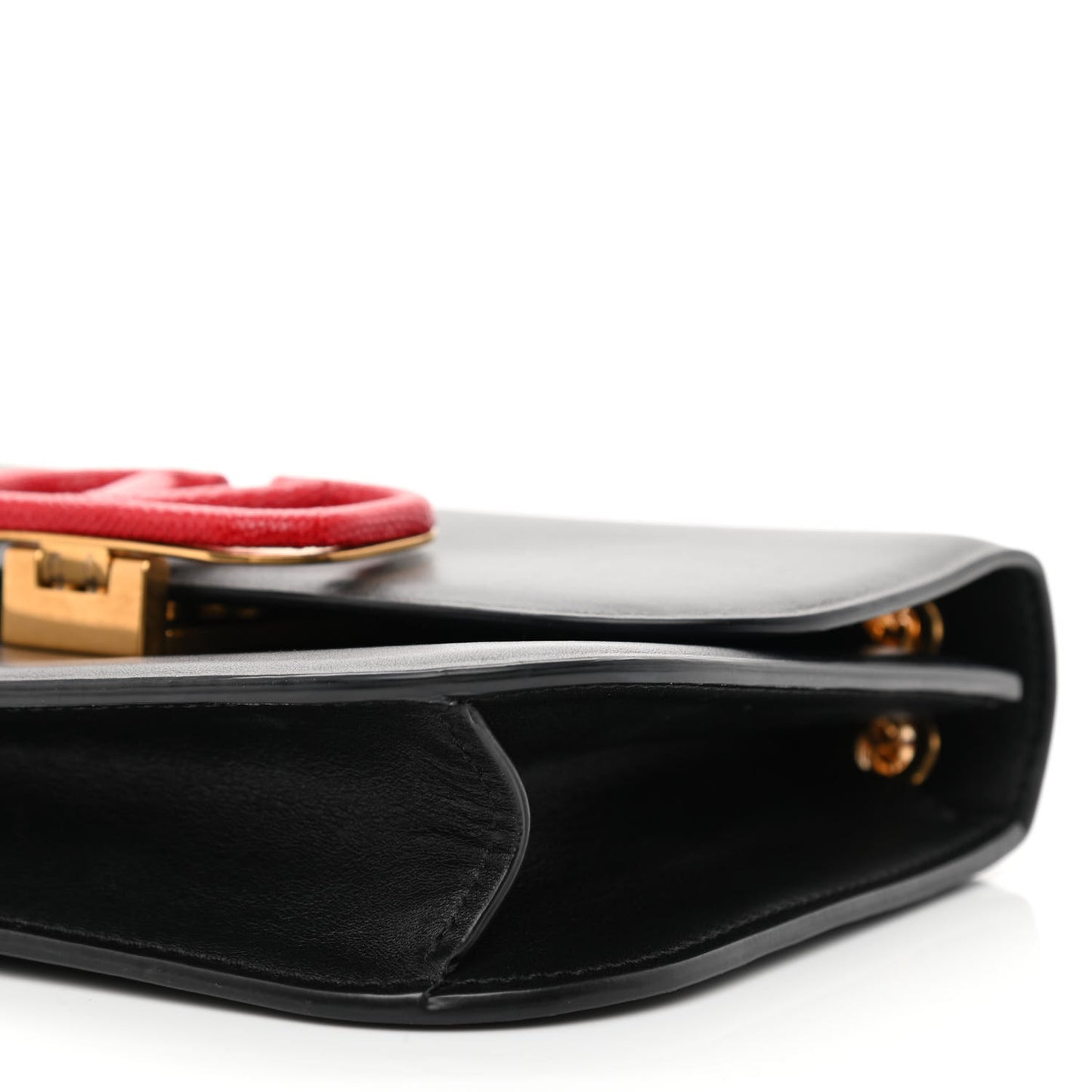 Smooth Calfskin Small VLock Shoulder Bag Black Rouge Pur